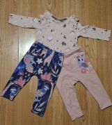 „Wesoły” komplet 2xleginsy 74 i 2 xbluzka roz 68 i 74/80 st. bdb+OPAKOWANIE