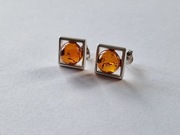 Srebrne kolczyki z bursztynami próba 925