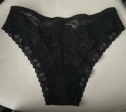 Vintage ANGEL Koronkowe czarne figi XXL