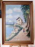  STARY OBRAZ OLEJNY NA PŁÓTNIE sygnowany 