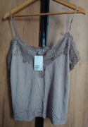 H&M Top Wiskoza piękny Koronka Kolor Mocca Fango Rozmiar M 38