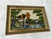 obraz RAMA wyszywany haftowany haft młyn 69cm X 47cm