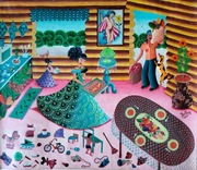 Obraz Art Naif PRZYGOTOWUJĄC KOLACJĘ - MALARSTWO - KUBA