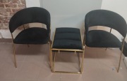 Komplet typu Glamur Velvet pufa + 2 krzesła