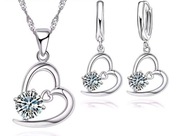 Serduszka serce z cyrkoniami komplet biżuterii srebro S925 + pudełko