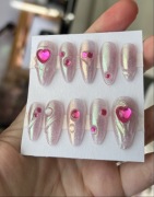 Press on nails handmade, migdał, różowe, aurora