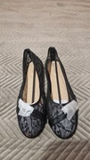 Czarne baleriny z koronki pasek ozdobny r. 41 NOWE z metką oryginalne op.