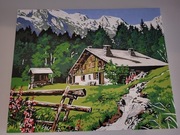 Obraz malowany po numerach, prezent, widok, jezioro, chata