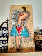 Anioł ręcznie malowany na desce rękodzieło komunia