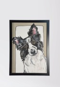 GRAFIKA / OBRAZ - PIES BORDER COLLIE - A3 - handmade, ręcznie malowany