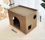 Kartonowy domek dla kota, domek z drapakiem