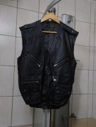 Kamizelka M Leder męska skórzana, czarna skóra naturalna, fason motocyklowy