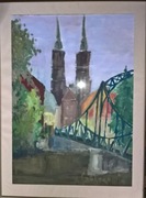 Wielka akwarela w oprawie Wrocław 77 na 55 cm (130)