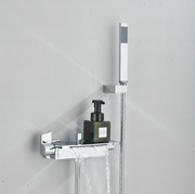 BATERIA WANNOWA PRYSZNICOWA WODOSPAD PÓŁKA ŚCIENNA NATRYSK WYLEWKA CHROM