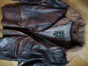 Kurtka skórzana vintage Ochnik L/XL skóra kołnierz wełna owcza top gun