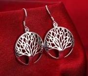 Srebrne Kolczyki drzewo życia