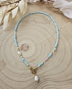 Naszyjnik kamienie naturalne Jadeit Perła naturalna Kryształ Górski Hematyt