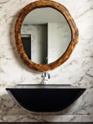 ekskluzywne owalne drewniane lustro do łazienki
