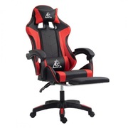 Fotel gamingowy z masażerem i podnóżkiem EC GAMING, obrotowy, regulacja