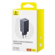 Ładowarka sieciowa Baseus GaN5 2x USB-C + USB 65W + Kabel 1m Czarna