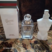 Pusta butelka po wodzie po goleniu Gucci+gratis pusta buteleczka Gaultier