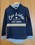 Granatowa bluza college z koszulą, Bershka