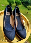 Jeansowe espadryle na koturnie ZARA jeans