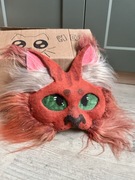 Therian mask Maska zielone oczy ręcznie wykonana