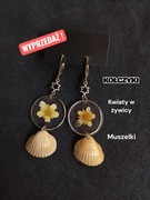 Kolczyki z kwiatami i muszelkami 