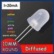 Dioda LED 10mm okrągła matowa dyfuzyjna - do wyboru 7 kolorów