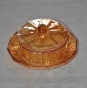 Stara , zabytkowa cukiernca, puzderko, carnival glass, iryzowane, art-deco