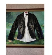 czarna skórzana skórkowa kurtka marynarka żakiet  katana Amisu