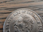 1881Hawaje Królestwo Hawaii 5 cent Kalakaua Król Wysp Sandwich 2CN-1 KM#2