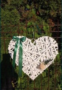 Serce wiklinowe 35 cm białe ozdobne wesele wystrój wstazka 12 sztuk
