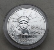 Francja 100 Franków 1986 r Statua Wolności srebro 900