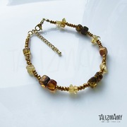 Bransoletka z bursztynem, cytrynem i hematytem stal