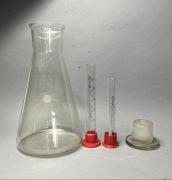 Kultowa kolba TERMISIL 2000ml + cylindry miarowe | PRL Lab + szklany korek