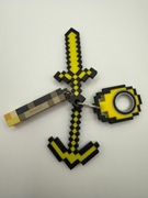 Zestaw 4 breloków Minecraft 3D: miecz, kilof, keyrambit, pochodnia