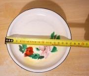 Stara emaila Garnek w KWIATY CHINY prl 17 cm