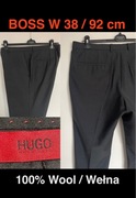 Spodnie męskie pas do 92 cm z kantem garniturowe hugo boss