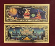 Banknoty Pozłacane 2 dolary GOLD Wesołych Św. Replika