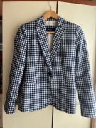 36 S Zara taliowana marynarka kratka vichy granat