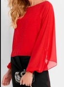 ORSAY Bluzka lekka zwiewna czerwona rozm. 34