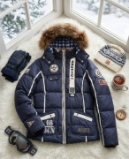 Kurtka zimowa damska Bogner Arctic puchowa z naturalnym futrem jenota 