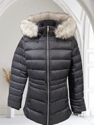 Tommy Hilfiger  Ciepła kurtka puchowa z futrzanym kapturem  Czarna
