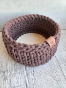 Ręcznie robiony koszyk organizer 15 cm ze sznurka bawełnianego ciemny brąz