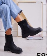 Buty damskie botki czarne ocieplane 38