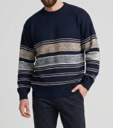 BAGAT męski sweter 80% wełna L XL granatowy elegancki Premium