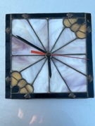 Stary zegar witrażowy kolorowy ścienny kwarcowy Piękny