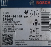 Bosch 0 986 494 145 klocki hamulcowe tył HYUNDAI i10 KIA PICANTO